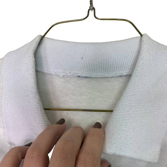 VTG 70s 80s royal blue & white collared JCW initial pullover‎ sweatshirt Size XL - Picture 3 of 6